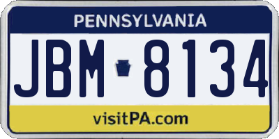 PA license plate JBM8134