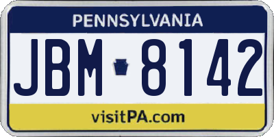 PA license plate JBM8142