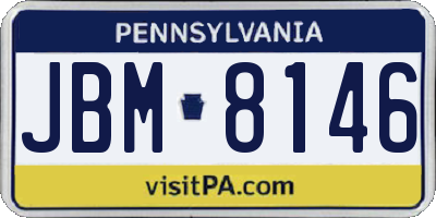 PA license plate JBM8146
