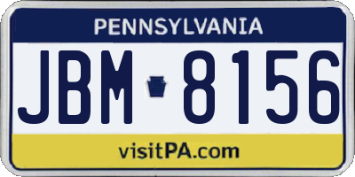 PA license plate JBM8156