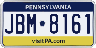 PA license plate JBM8161