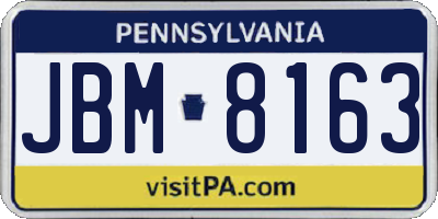 PA license plate JBM8163