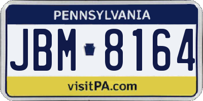 PA license plate JBM8164