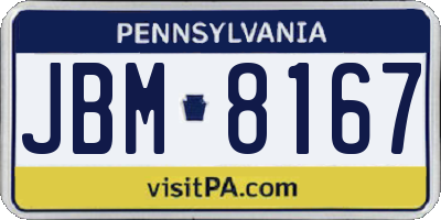 PA license plate JBM8167