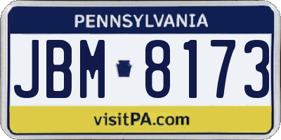 PA license plate JBM8173