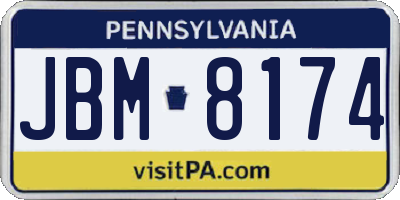 PA license plate JBM8174