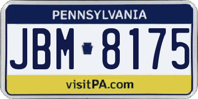 PA license plate JBM8175