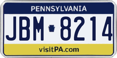 PA license plate JBM8214