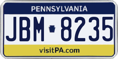 PA license plate JBM8235
