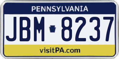 PA license plate JBM8237