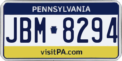 PA license plate JBM8294