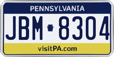 PA license plate JBM8304