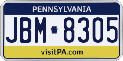 PA license plate JBM8305