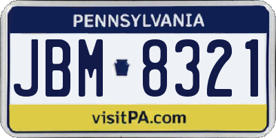 PA license plate JBM8321