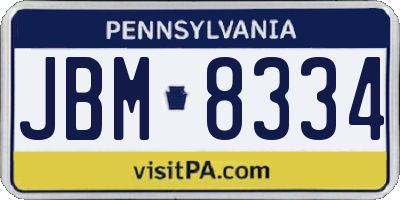 PA license plate JBM8334