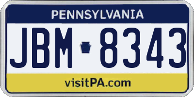 PA license plate JBM8343