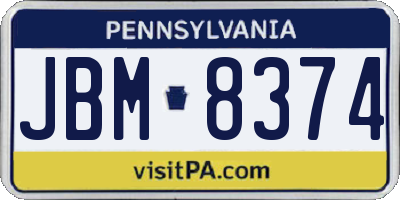 PA license plate JBM8374