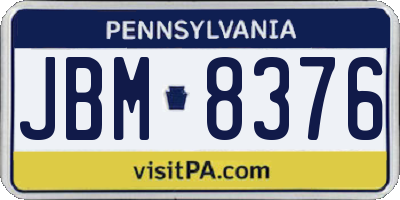 PA license plate JBM8376