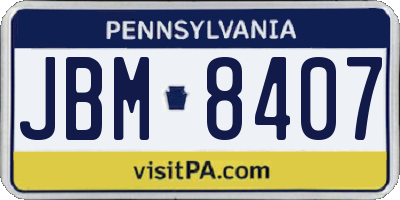 PA license plate JBM8407