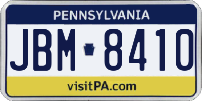 PA license plate JBM8410