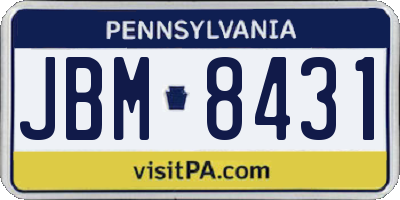 PA license plate JBM8431