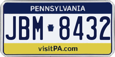 PA license plate JBM8432