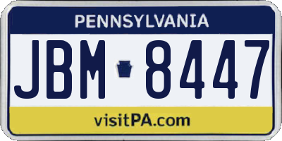 PA license plate JBM8447
