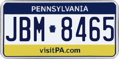 PA license plate JBM8465