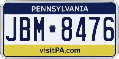 PA license plate JBM8476