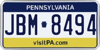 PA license plate JBM8494