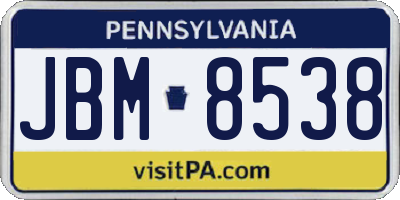 PA license plate JBM8538