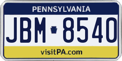 PA license plate JBM8540