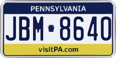 PA license plate JBM8640