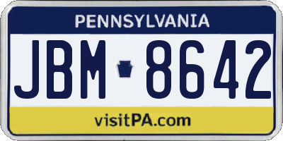 PA license plate JBM8642
