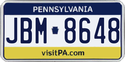 PA license plate JBM8648