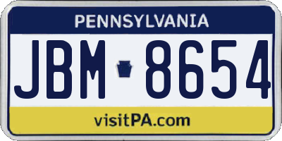 PA license plate JBM8654