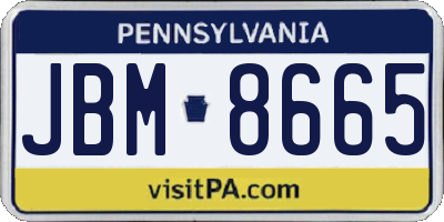 PA license plate JBM8665