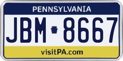 PA license plate JBM8667