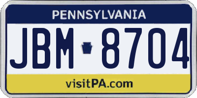PA license plate JBM8704