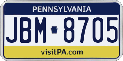 PA license plate JBM8705