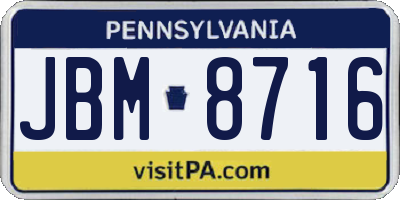 PA license plate JBM8716