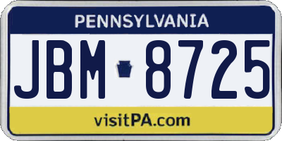 PA license plate JBM8725