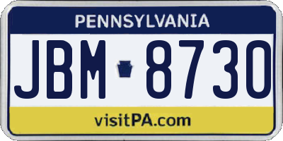 PA license plate JBM8730