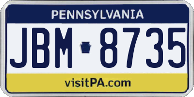 PA license plate JBM8735