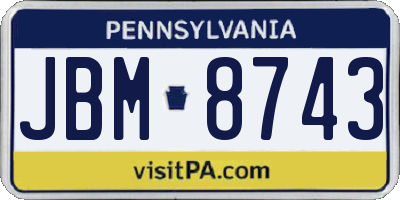 PA license plate JBM8743