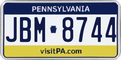 PA license plate JBM8744