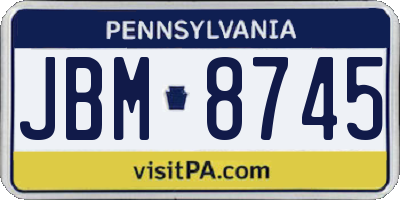 PA license plate JBM8745