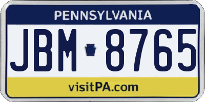 PA license plate JBM8765