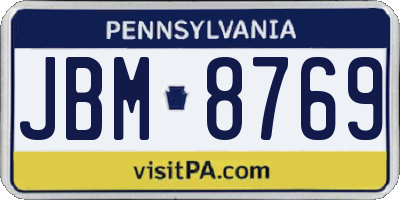 PA license plate JBM8769