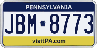 PA license plate JBM8773